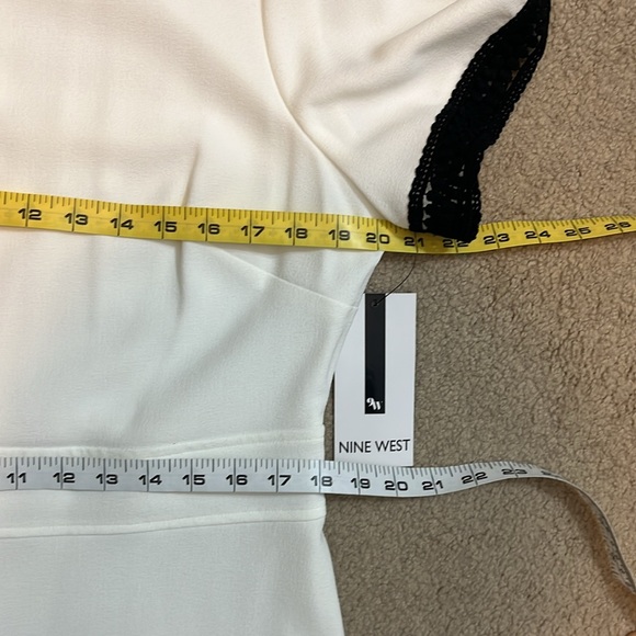 Nine West White Dress with Black Crochet Detail on Sleeves & Hem | Size 14 | NWT - Picture 8 of 15